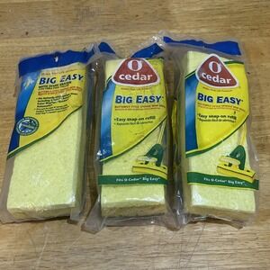 O Cedar Big Easy Flat Sponge Mop Refill‎ NIP Discontinued Snap-on Tabs Lot Of 3
